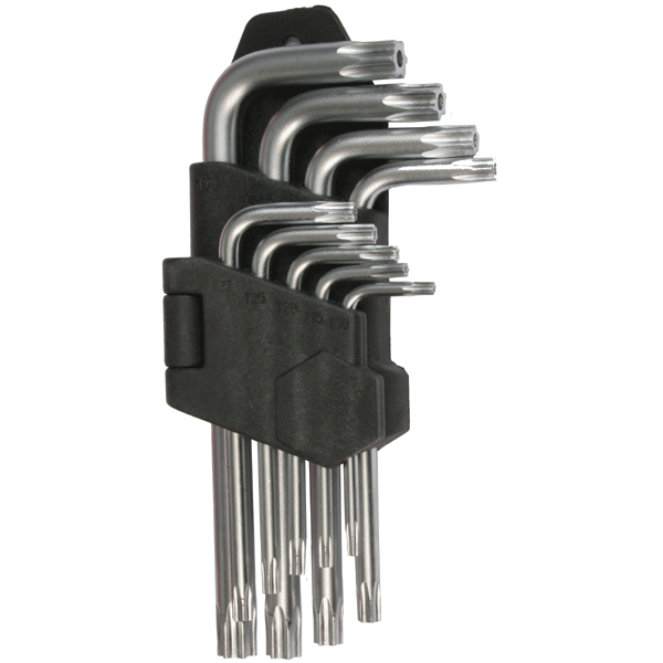 9 Piece Chrome Vanadium Steel Torx Hex Key Wrench Set T-10 To T-50