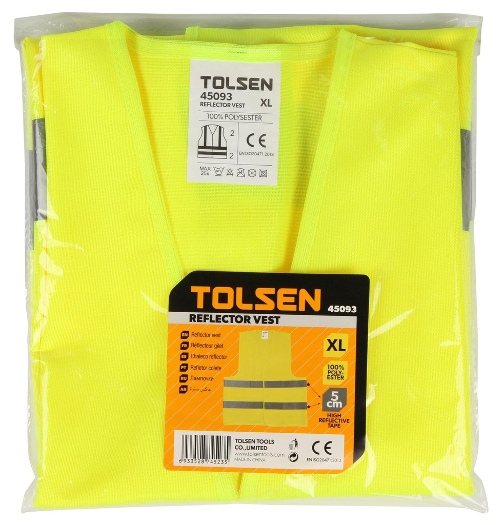 سترة عاكسة من TOLSEN باللون الأصفر 45092/45093/45094/45095