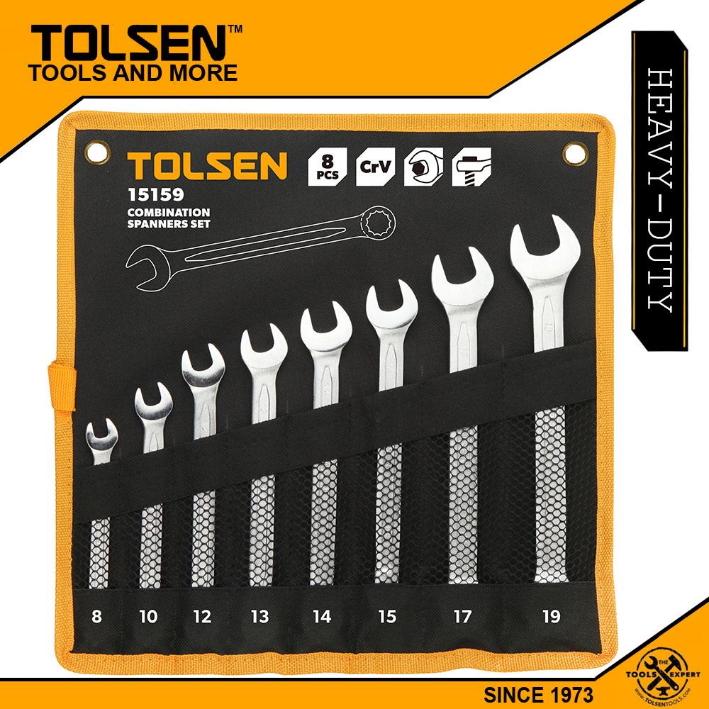 Tolsen 8Pcs Combination Spanner Set (8,10,12,13,14,15,17,19mm) 15159