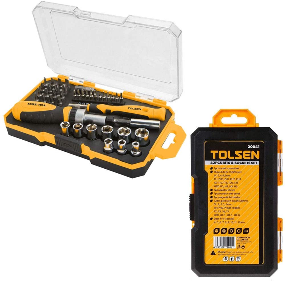 Tolsen Screwdriver Set 42pc bits and sockets precision 20041