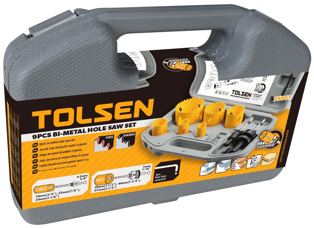 Tolsen Hole Saw Set 9 PCS 75861
