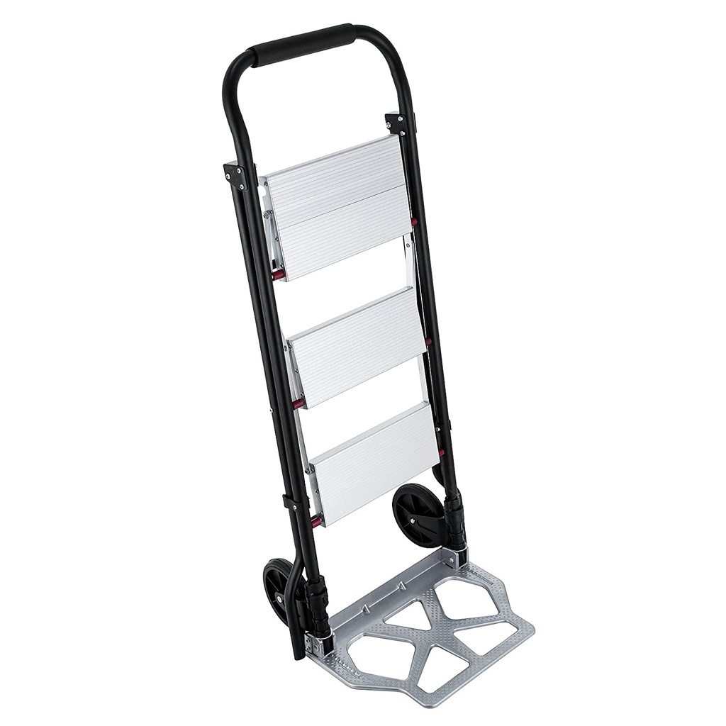 2-in-1 Practical 3-Step Ladder and Hand Truck Trolley With Two Wheel
