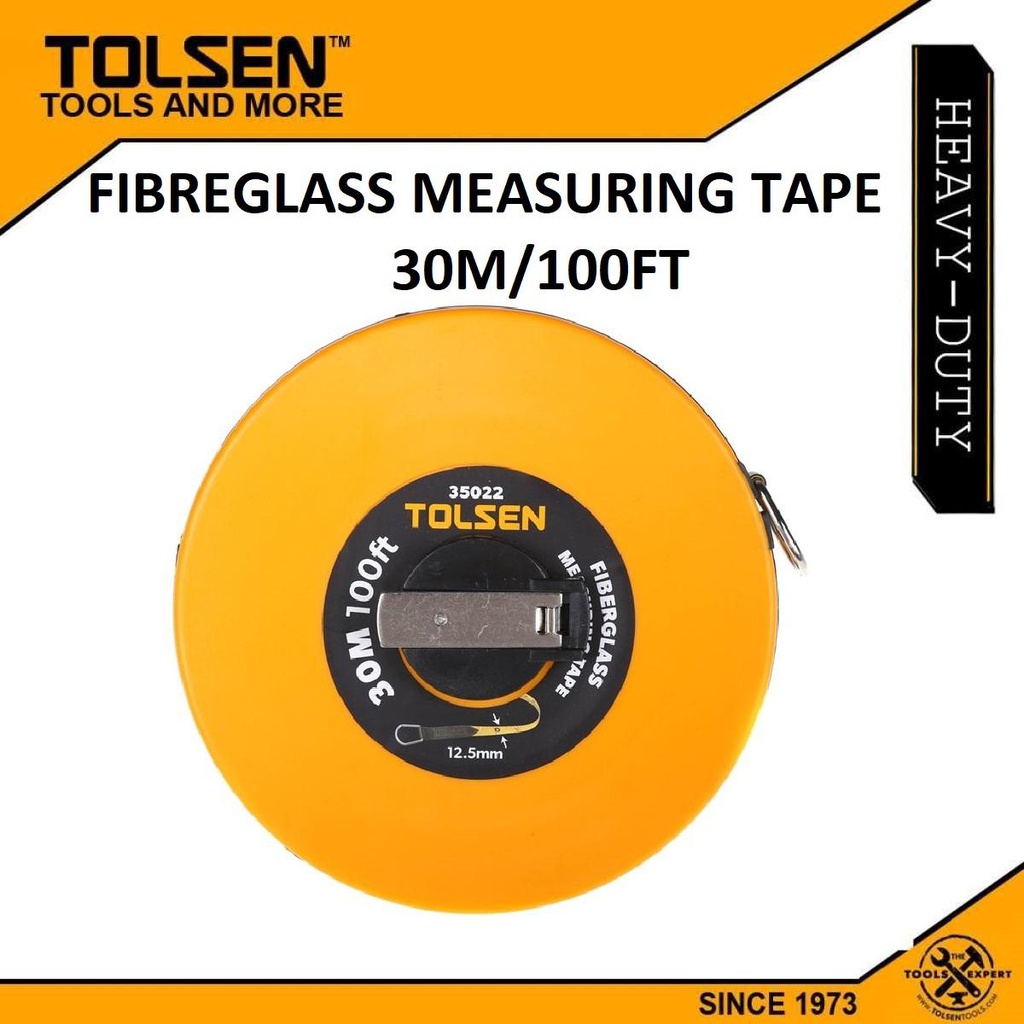 TOLSEN 30M Fiberglass Measuring Tape with Metal Ring ABS Case 35022