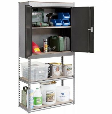 وحدة ارفف معدنية صيني مع خزانة علوية مقاس 91×40×183 سم - كود HS5CAB