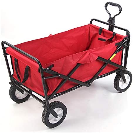 Folding 4 Wheel Outdoor Beach Trolley Red - tc1011 89*54*76/101cm