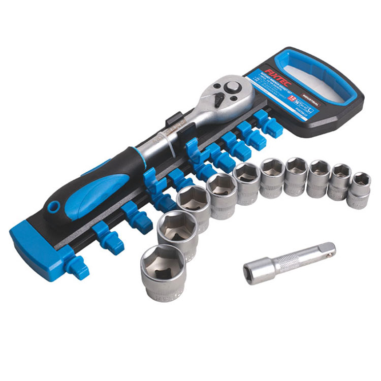 Fixtec RATCHET HANDLE WITH SOCKETS SET 3/8" 12 PCS / FHST1012