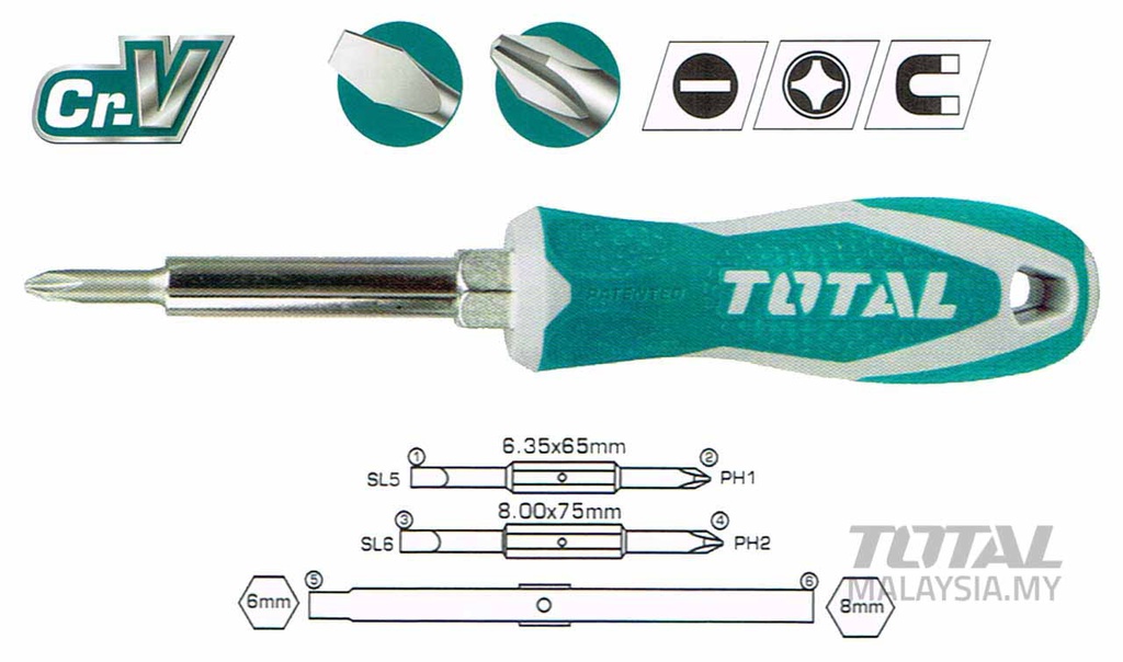 Total 6 in 1 Screwdriver Set THT2506076
