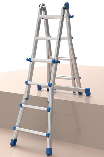 [1360010] Marchetti Aluminium Telescopic Ladder EQUIPE 9 x 9 max 4.65 M Italy