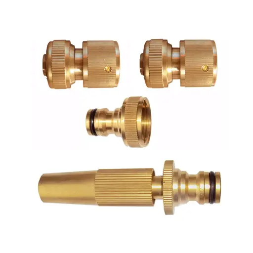 [86-751] Brass Garden Spraying Nozzle and Quick Connect Hose Couplings Set, 1/2"-13mm hose